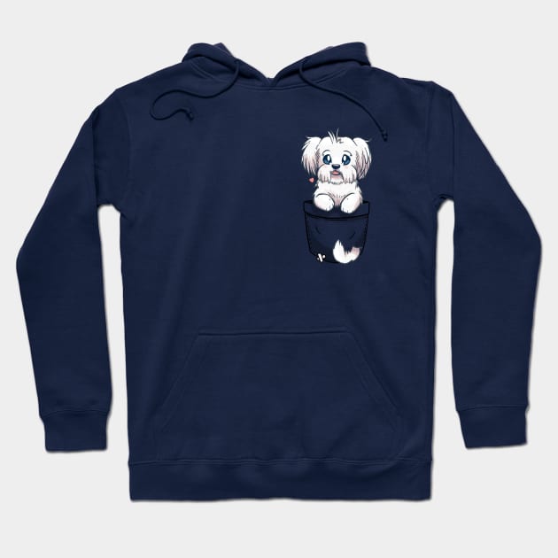 Pocket Cute Maltese Dog Hoodie by TechraPockets